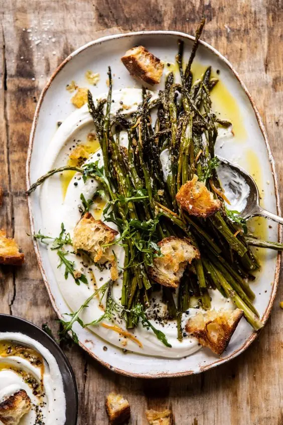 Roasted Asparagus with Whipped Feta